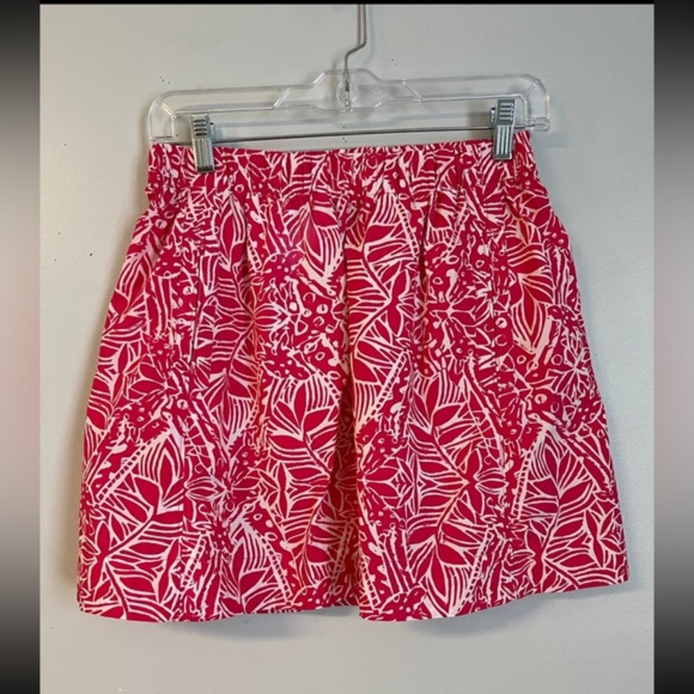 Lilly Pulitzer | Vibrant Pink Leaf Print Skirt Size XS